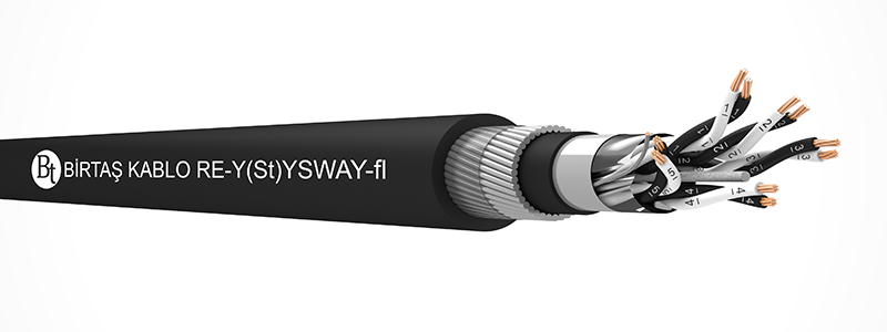 RE-Y(St)YSWAY-fl    70°C  /  500 V Cu-PVC-OSCR-PVC-SWA-PVC-MP